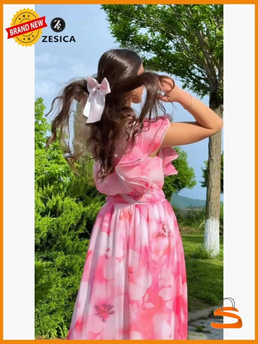 Sleeveless Floral Maxi Dress One Shoulder Ruffle High Waist Boho Beach Wedding